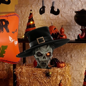 Halloween Skeleton Skull With Top Hat Garden Stake PVC Horror Yard Sign Outdoor Lawn Ground Insert Festive Decoration
