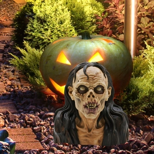 Halloween Scary Zombie Skull Head Garden Stake PVC Horror Flat Yard Sign For Outdoor Garden Lawn Patio Decor