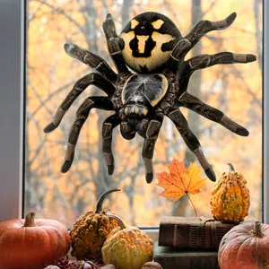 Detailed Halloween spider window sticker with realistic black and yellow pattern