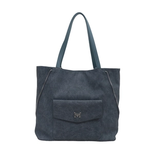 Grand sac cabas bleu marine avec boucle papillon en métal et fermetures éclair