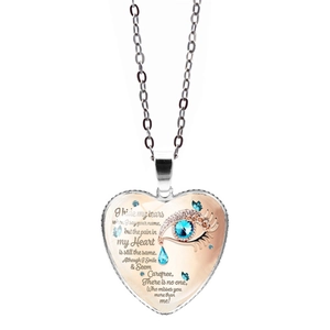 Collier Pendentif Cœur Bohème Alliage Verre Œil Papillon Mémorial Bijoux Mode Femmes