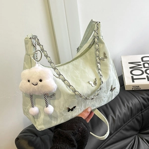 Damen Schmetterling Geplissee PU Leder Schultertasche Große Kapazität Vielseitige Umhängetasche Hobo Tasche Mode Y2K Pendeltasche