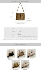 Detail view of suede texture tote bag with bamboo leaf print and drawstring closure