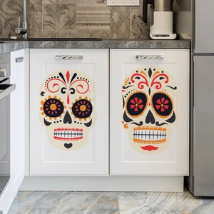 Halloween Day of the Dead sugar skull wall stickers for modern kitchen cabinet decor