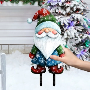 Nain de Noël décoratif pour jardin avec bonnet à flocons et bottes rouges de fête