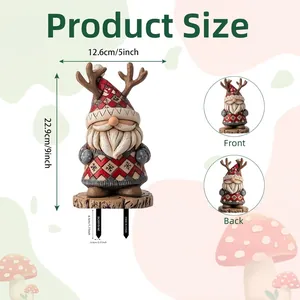 Tableau des tailles du piquet de jardin gnome de Noël 2D mesurant 22,9cm de haut et 12,6cm de large