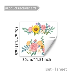Adesivo murale girasole acquerello 30x30cm per decorazione camera da letto bimbi