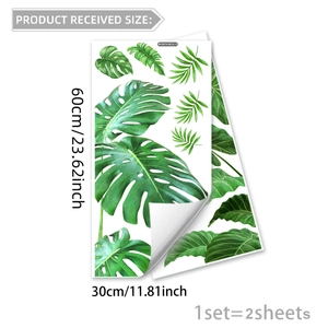 Tropical palm and monstera leaf wall stickers set of 2 pieces in 30x60cm size