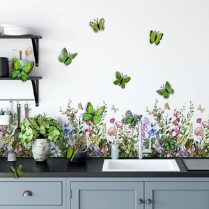 Selbstklebende Blumen-Wandtattoos mit 3D-Schmetterlingen für Küchen-Deko-Akzente