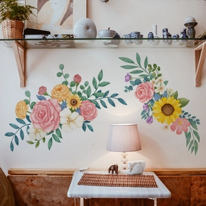 Adesivi Murali Floreali Glicine Colibrì PVC Autoadesivo Decalcomanie Fiori per Soggiorno Camera da Letto Casa Parete Arredo