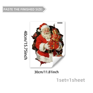 Santa Claus holding gift boxes wall decal for Christmas home decoration 30x40cm