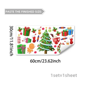 Christmas DIY wall stickers with festive tree, gift boxes and gingerbread man 60x30cm