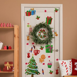 Christmas DIY wall stickers set with tree and gingerbread man for holiday home decoration
