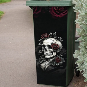Halloween Wall Sticker Gothic Skull And Red Roses PVC Self Adhesive Home Decor Mural Decal Dark Art Party Ornament