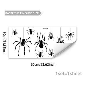 Halloween spider wall stickers featuring various hanging and crawling spider silhouettes