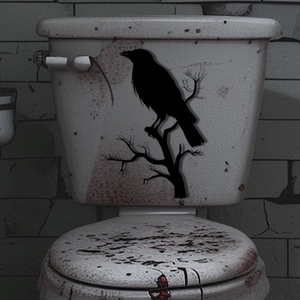 Sticker mural silhouette corbeau noir sur branche sèche pour décoration Halloween