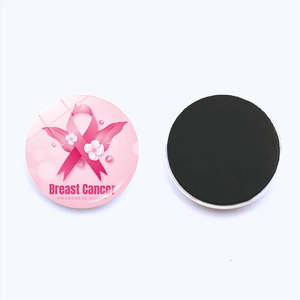 Aimant de frigo ruban rose cancer du sein en verre cristal avec support magnétique