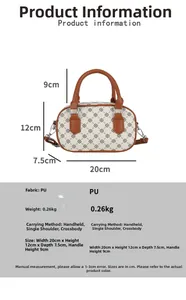 Detailed size chart of vintage Boston bag showing dimensions 20x12x7.5cm and strap height