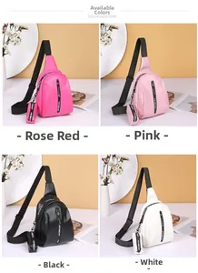 Detailansicht der Sling-Bag-Kollektion in Rosarot, Rosa, Schwarz und Weiß zur Auswahl