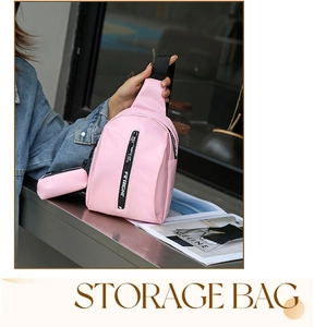 Detailansicht der pinkfarbenen Umhängetasche mit FITRIGHT-Logo und verstellbarem Gurt