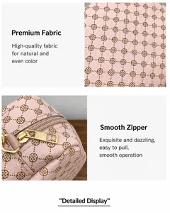 Close-up of floral print faux leather fabric and smooth gold metal zipper detail