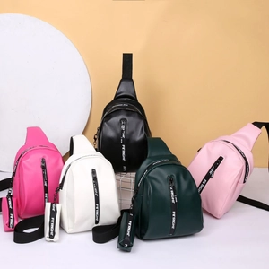 Lässige Sportliche PU Leder Brusttasche Damen Buchstaben Druck Umhängetasche Mit Mini Beutel Outdoor Reisen Handytasche