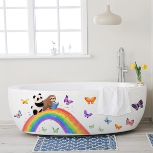 Adesivi murali animali arcobaleno con bradipo panda e farfalle per camera dei bambini