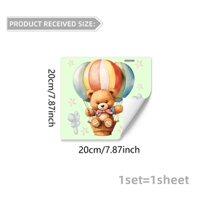 Luminous green hot air balloon bear wall sticker for kids room decor 20x20cm