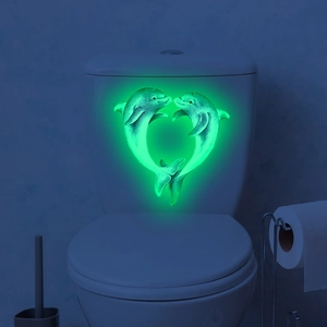 Glow In The Dark Underwater World Toilet Stickers PVC Luminous Shark Jellyfish Dolphin Wall Decals For Bathroom Home Decor
