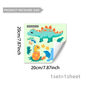 Glow-in-the-dark dinosaur wall stickers for bathroom decor, size 20x20cm decal set