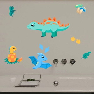 Glow in the dark cartoon dinosaur wall stickers for children's bathroom and home decor