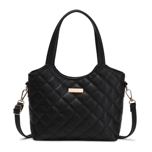 Schwarze gesteppte Handtasche mit goldenen Beschlägen und abnehmbarem Schultergurt für Damen
