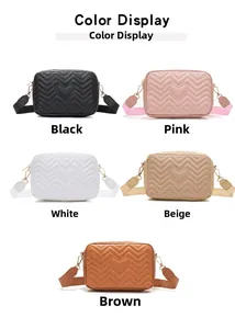 Crossbody camera bag color selection showing wave quilted patterns and heart motif