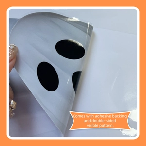 Detail of self-adhesive Halloween ghost window sticker with double-sided visible pattern