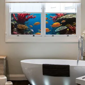 Film de fenêtre décoratif monde sous-marin avec poissons et coraux pour l'intimité