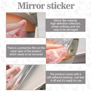 Detail showing self-adhesive backing and protective film on heart mirror stickers
