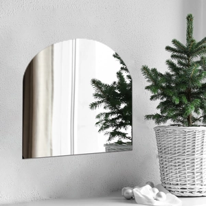Minimalist silver arched mirror wall sticker for living room and bedroom home decoration