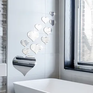 Creative Heart Shaped Mirror Wall Stickers Irregular DIY Self Adhesive Mirror Decals For Living Room Bedroom Home Decor