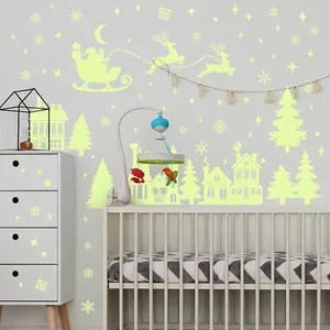 Weihnachts-Silhouetten-Wandaufkleber mit Weihnachtsmann und Rentieren für die Deko