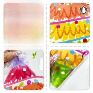 Waterproof hand-drawn Christmas tree window sticker with double-sided visual design details