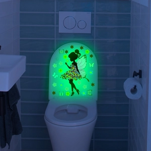 Selbstklebender Wandsticker Leuchtende Fee Blumenrock Schmetterlinge Für Badezimmer Toilette Wohnzimmer Leuchtet Im Dunkeln