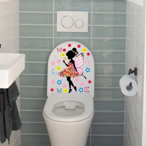 Leuchtende grüne Fee mit Blumenkleid Wandsticker für die Bad Toilettendeckel Dekoration