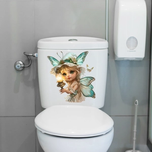 Sticker mural fée lumineuse pour décoration de toilette sur carrelage de salle de bain
