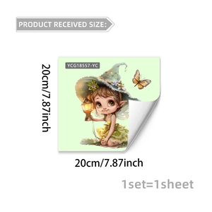 Détail d'un sticker mural elfe phosphorescent 20x20cm avec support adhésif