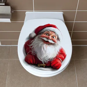 Funny 3D Santa Claus waterproof self-adhesive sticker for bathroom toilet lid decoration