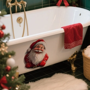 Festive Santa Claus bathtub decal sticker for creative Christmas bathroom decoration
