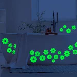 Luminous floral staircase stickers showing glow-in-the-dark daisy patterns on a surface