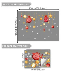 Adesivi natalizi per finestre con palline rosse e oro con dimensioni e layout