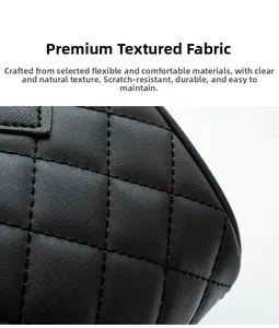 Close-up of quilted pattern on black leather handbags showing scratch-resistant texture