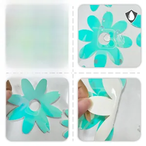 Waterproof mint green flower stair sticker showing original design and adhesive backing